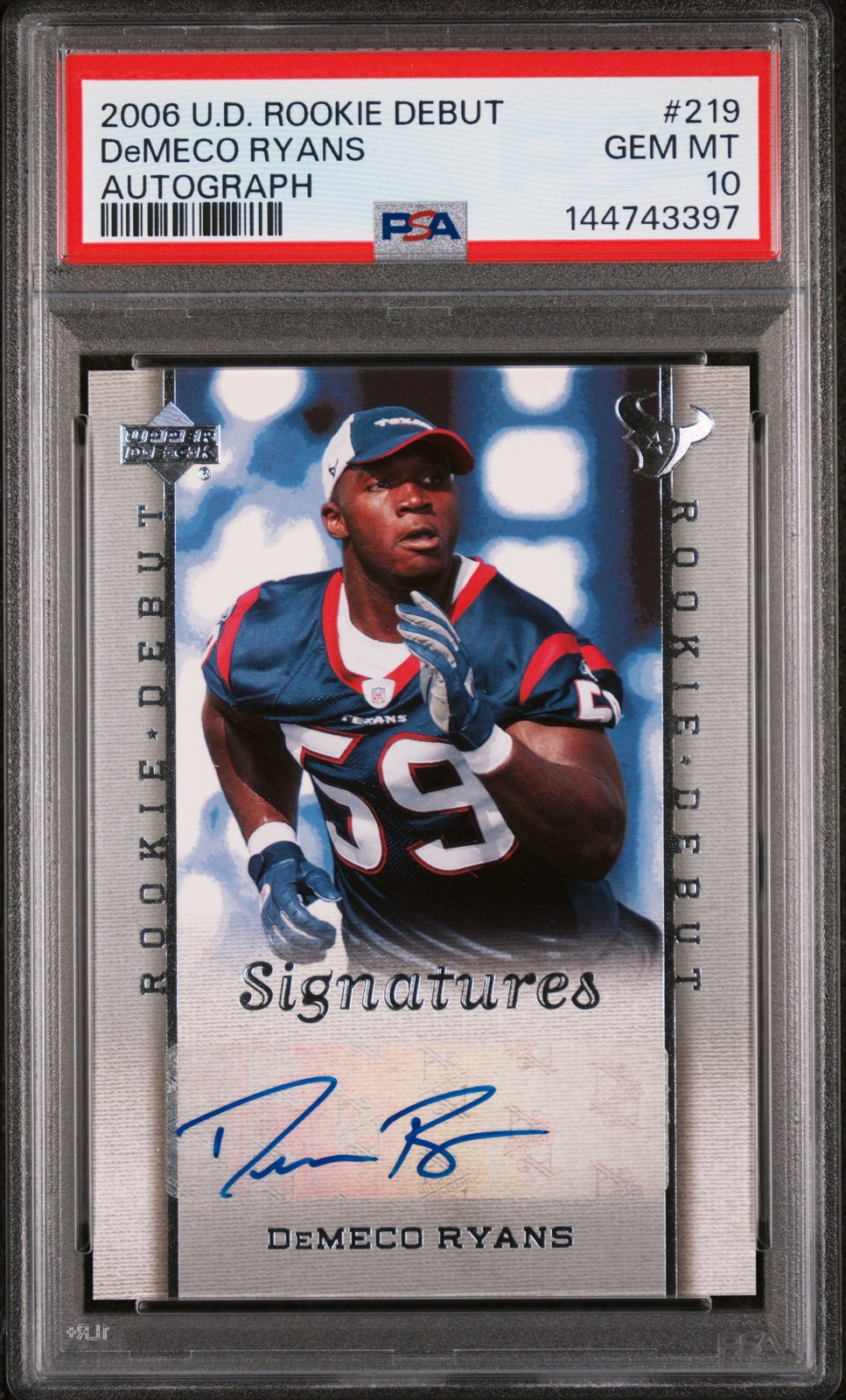 DeMeco Ryans Upper Deck Rookie Debut #219 Autograph