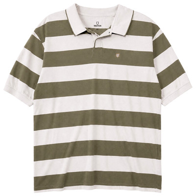 Brixton Polo Shirt Men's XXL Green White Striped Short Sleeve Cotton Blend Logo