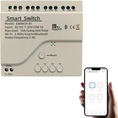 4 Channel Smart Switch, Momentan/Locking Wifi Relay, Ewelink App Bluetooth Contr