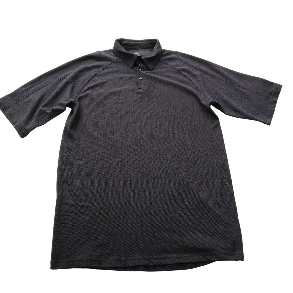 Stussy knit polo shirt Men XL (C46/black/snap button Henley/Raglan
