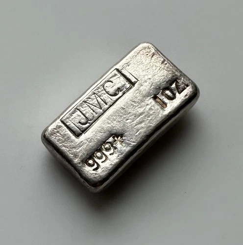 JMC Johnson Matthey (Sandon, B.C.) 1 Oz. Old Pour 999 Fine Silver Bar, Very Rare
