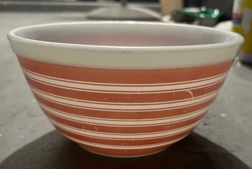 Vintage Pyrex 402 Pink Stripe Nesting Mixing Bowl 1.5 Quart