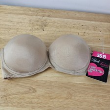 Black Fuchsia Strapless Bra 36B Nude Underwire Padded Push Up No Straps Incl 