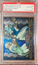1994 Stadium Club Bowman’s Best Barry Sanders HOF Marshall Faulk RC #19 PSA 10