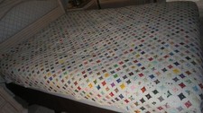 Vintage ręcznie robione KOŁDRA okno katedry, 94 "x78", lata 50-60, kolorowe!