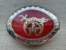 Vintage Western Flair Hand Made Engraved Inlay Shriners Western Belt Buckle