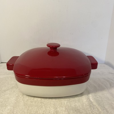 KitchenAid Streamline Ceramic 4.2-Quart Red / White Casserole Bakeware Dish