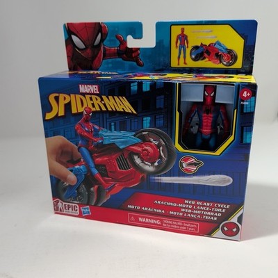Epic Marvel Spider-Man Web Blast Cycle, 4'' Figure w/ Vehicle. Sealed Ships Today