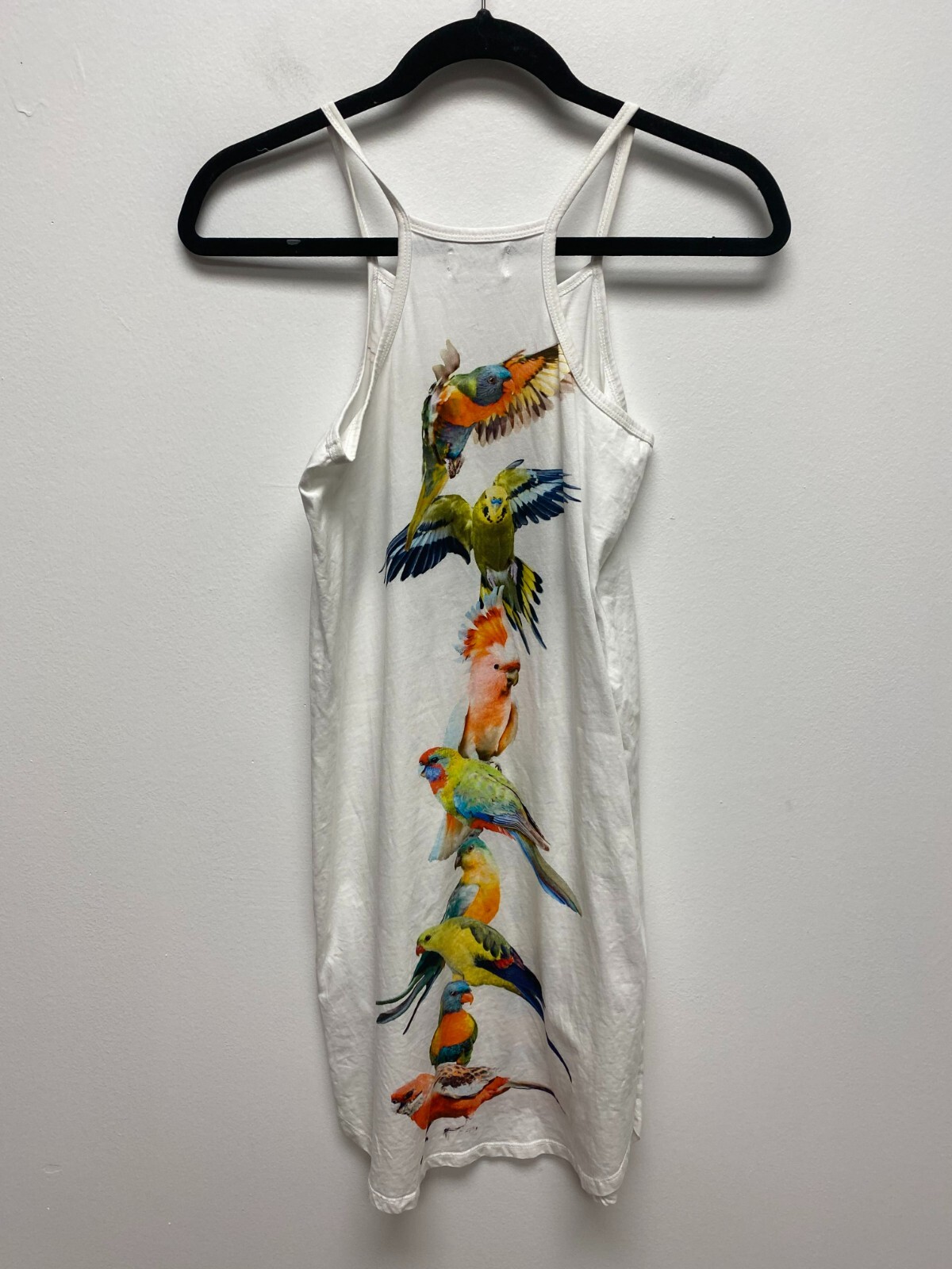 Molo Womens White Parrots Print Sleeveless Summer Camisole Cortney Dress 9-10Y