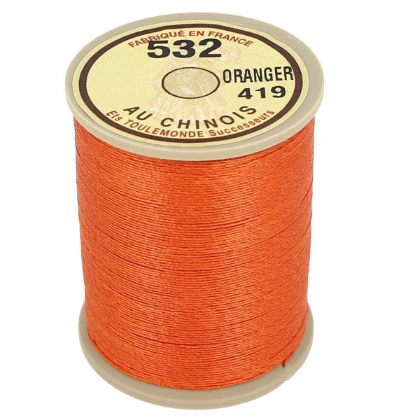 Fil de lin câblé Au Chinois 532 orange 419 pour couture sellier et cuir de 250m