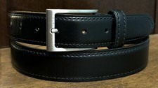 Chaps Black Leather Upper Belt Mens Sz 38-40 Large Silvertone Buckle GUC