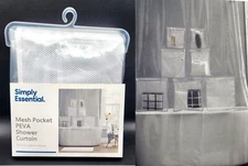 Mesh Pocket Shower Curtain Peva SIMPLY ESSENTIAL Bed Bath&Beyond Storage Pockets