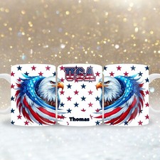 Tasse USA Seeadler mit Name personalisierbar, lustige Sprüche, Kaffebecher