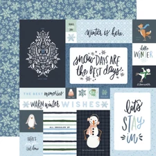 2 Sheets Carta Bella Paper WINTER MARKET 12x12 Cardstock - 4x6 Journaling Cards