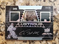 DWAYNE ROLOSON OILERS 08/09 UD BLACK AUTOGRAPHED LUSTROUS MATERIALS # 15/25