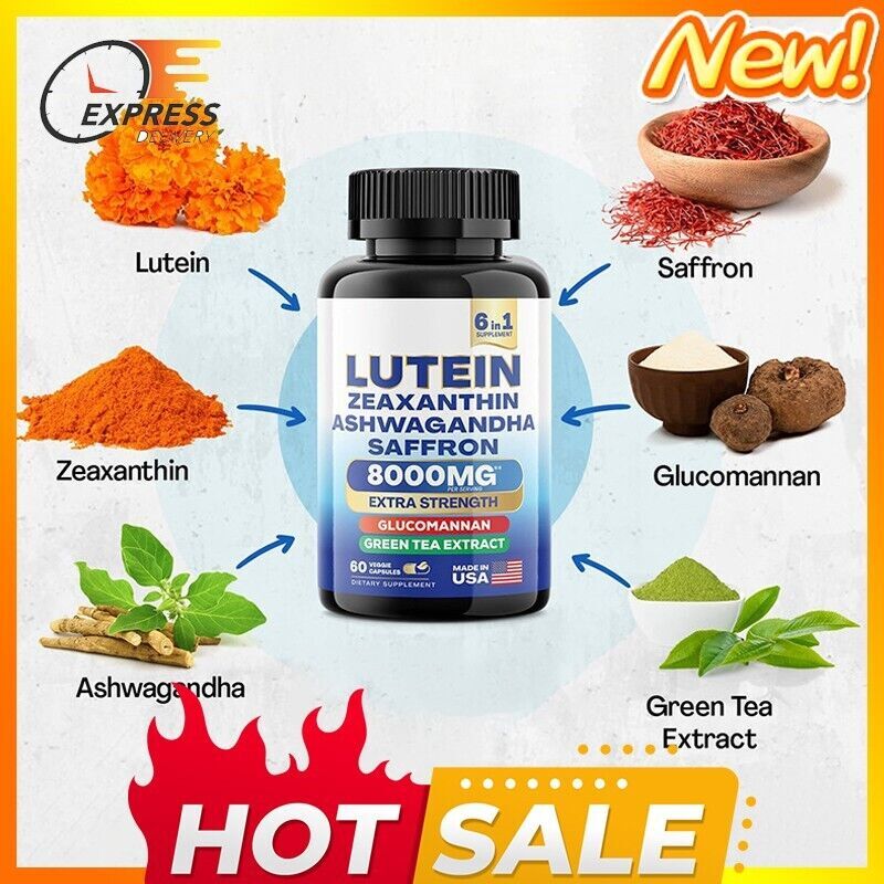 6-in-1 Zeaxanthin and Lutein | 60 Softgels | Eye Health Vitamins with Grape Seed