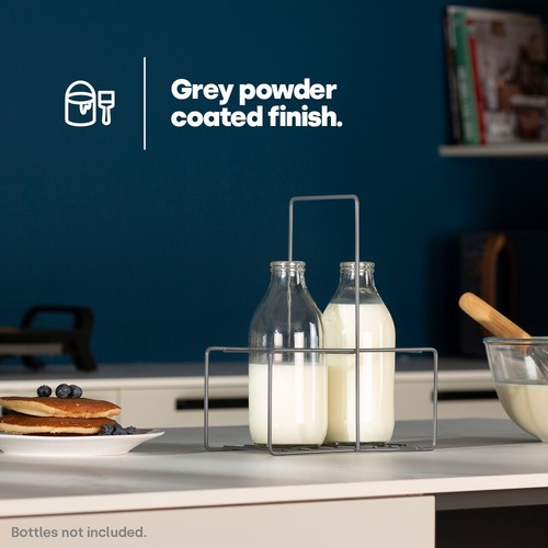 2 Milk Bottle Holder Tidy Crate Rack Carry Carrier Doorstep Store Jug Caddy Pint - Picture 5 of 12