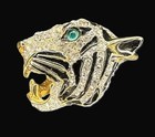 KJL KENNETH J. LANE Black Enamel and Pave Crystal Roaring Tiger Pin — photo 2