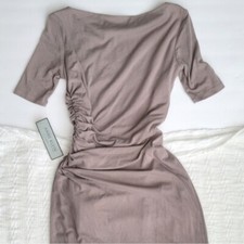 Anne Klein Side Pleats Mushroom Color Dress