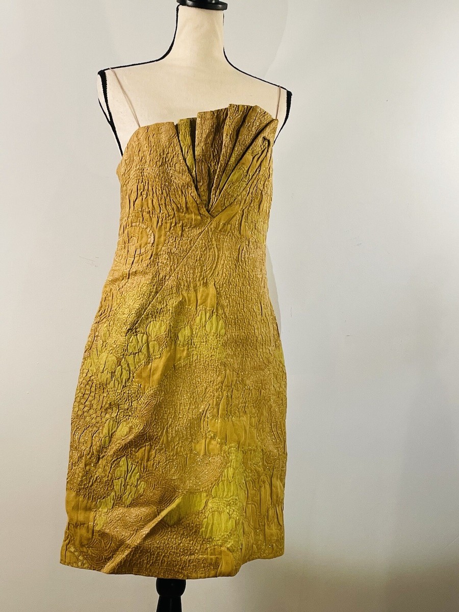 Elie Tahari Golden Olive Formal Mini Dress Size 8 Elie Tahari Golden Olive Formal Mini Dress Size 8