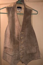 VTG Stanley Blacker Suede Bankers Vest 42 Long Tan Costume Western Leather