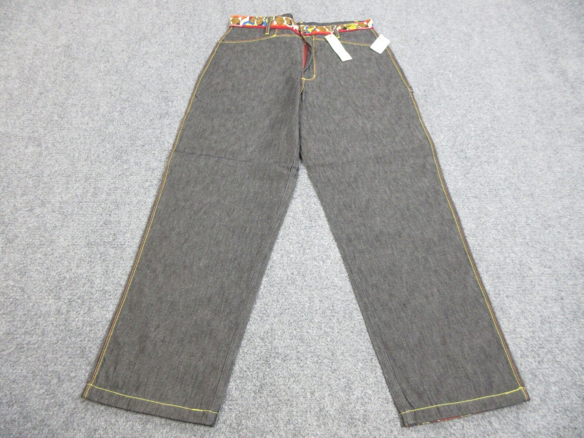 VINTAGE Platinum Fubu Jeans Mens 36 Black Denim Hip Hop Fat Albert