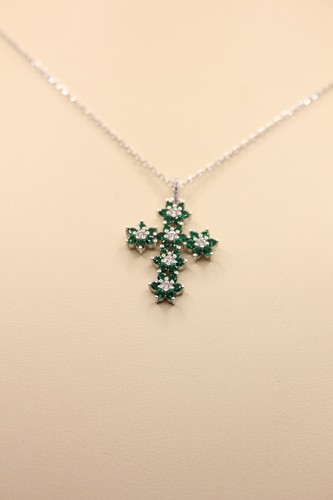 CROCE ARGENTO DONNA INCASTRO FIORE ZIRCONI COLORATI MM 20X27 MM 2 EXPLOIT - Picture 9 of 21
