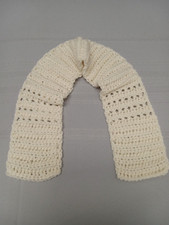 Child's hand crocheted cream color scarf warm knit winter cute