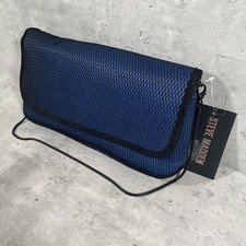NEW STEVE MADDEN BJEWEL FLAP WALLET BAG PURSE CLUTCH BLUE STITCH MSRP 58