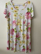 Blush Womens Pajama Nightgown Floral Short Sleeve Size Medium 8-10