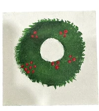 Holiday Wreath ￼Painting Original Art ￼ Acrylic ￼ abstract ￼5x5