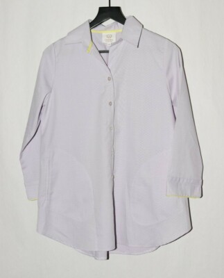 Lenora by Dina Yang Ali Swing Cotton Popover Shirt Purple