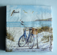 20 Servietten Fahrrad An Strand 1 Packung Motivservietten Ambiente Maritim Meer