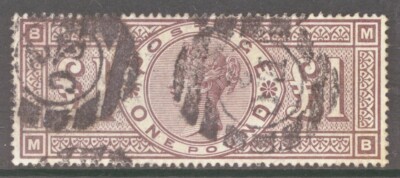 1888 £1 Brown Lilac SG 185 Lettered M.B. Good to Fine Used - Queen ...