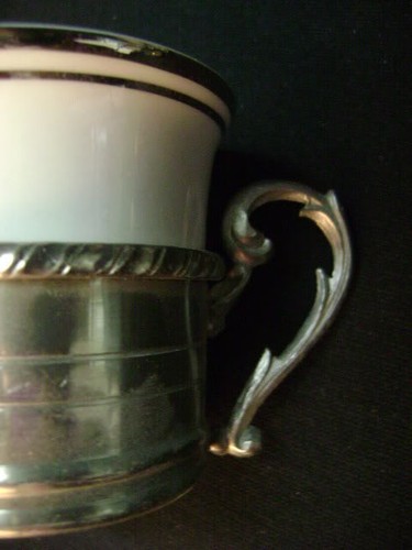 Servizio da caffe' anni 60 ceramica e peltro vintage - Bild 6 von 8