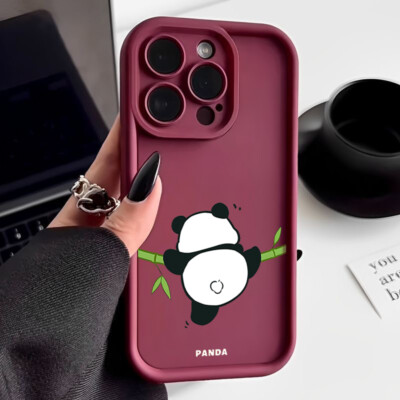 Shockproof Panda Pattern Silicone Case For iPhone 16 15 Pro Max 14 13 12 Cover