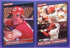 Pete Rose Cincinnati Reds 1986 Leaf Baseball Base Card #53 and Ty-Breaker #209