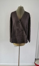 Flax By Jeanne Engelhart Blazer Women Size L Pure Linen Brown Check Vintage