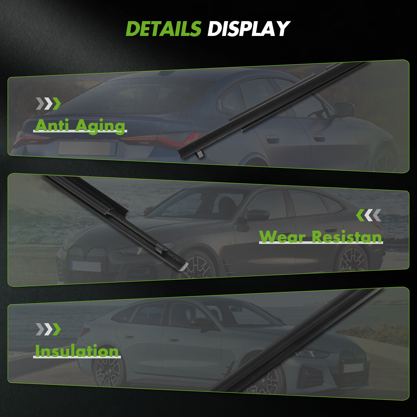 4Pcs Door Belt Molding Weatherstrip for Scion xB 2008 2009 2010 2011 2012-2015