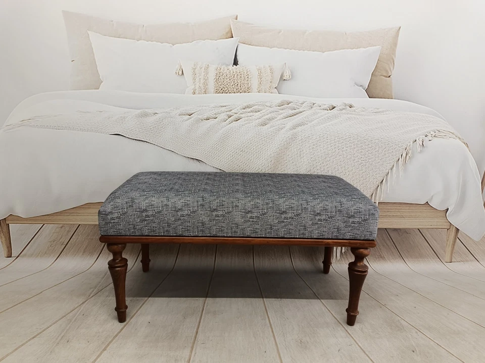 Ottoman for bedroom, Portable bench, End of bed bench, Vanity table bench, - Image 3 of 4