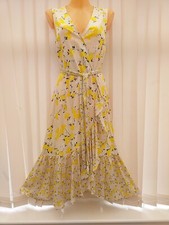 BNWT* Principles* Beige Yellow floral midi fixed wrap dress* size UK 10