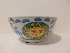 Vintage WBI Chinese Hand Painted Porcelain Bowl Home Decor, Sun Design  (SZ3