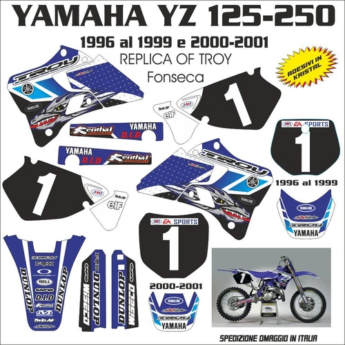Crystal Stickers YAMAHA YZ 125-250 1996 to 1999 and 2000-2001 Team OF TROY