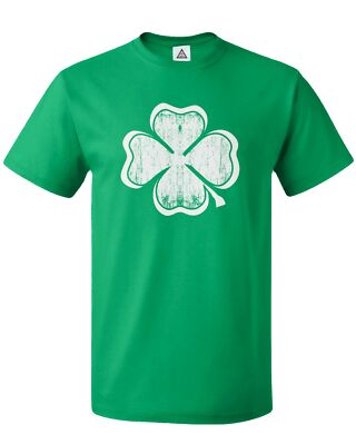 Distressed Green Four Leaf Clover Raw-Edge Men's T-shirt