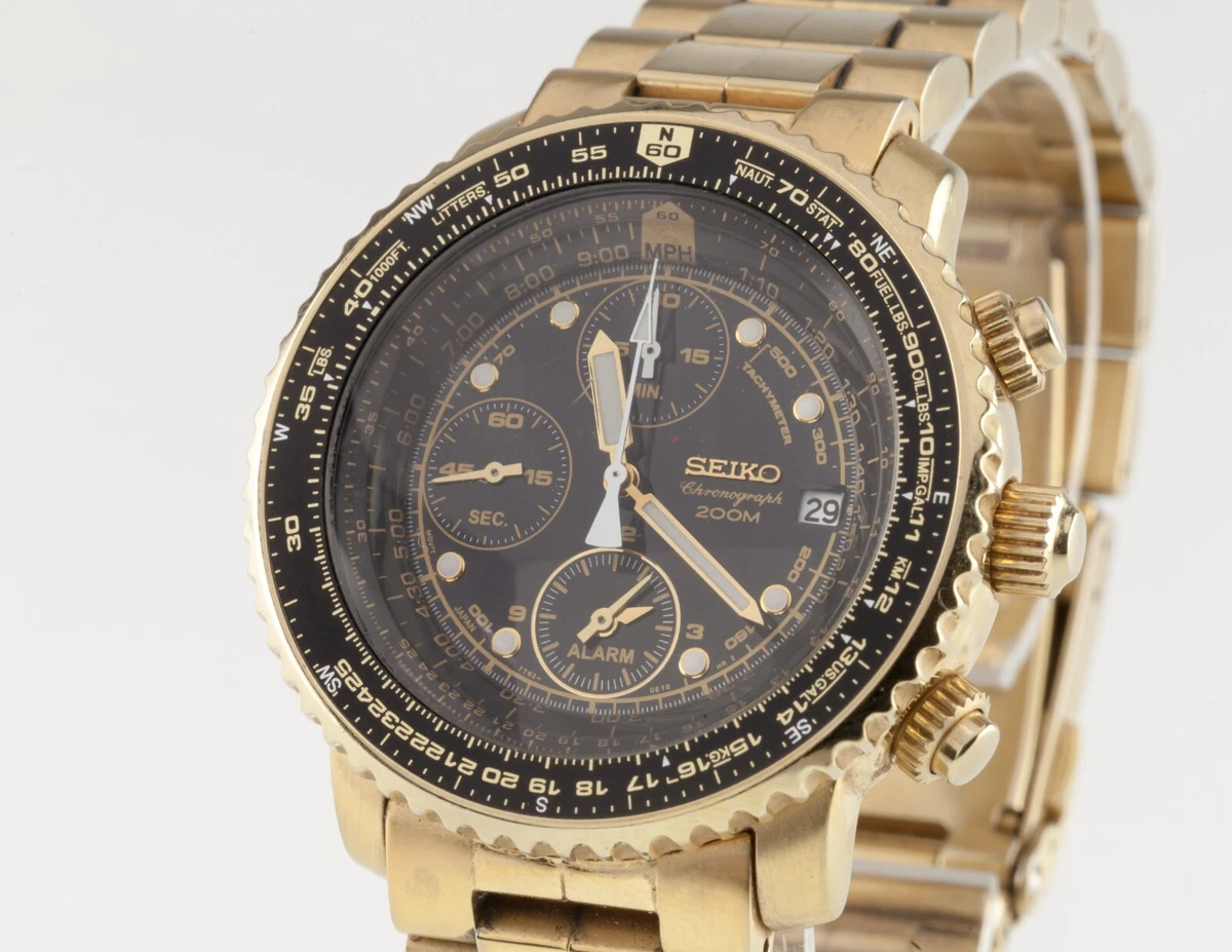 Seiko Men's Gold-Plated Vintage Quartz Chronograph Watch 7T62-0EB0