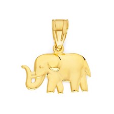 Solid Gold Elephant Pendant in 10 or 14k, Good Luck Charm For Women