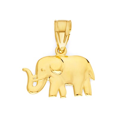 Massiver Gold Elefant Anhänger in 10 oder 14k, Glücksbringer für Frauen