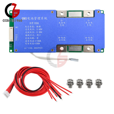 8S 24V /4S 14.6V 100A BMS LiFePO4 Battery Balance Charge Protection Board Module