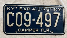 LICENSE PLATE  KENTUCKY      CAMPERTRAILER  C09-497