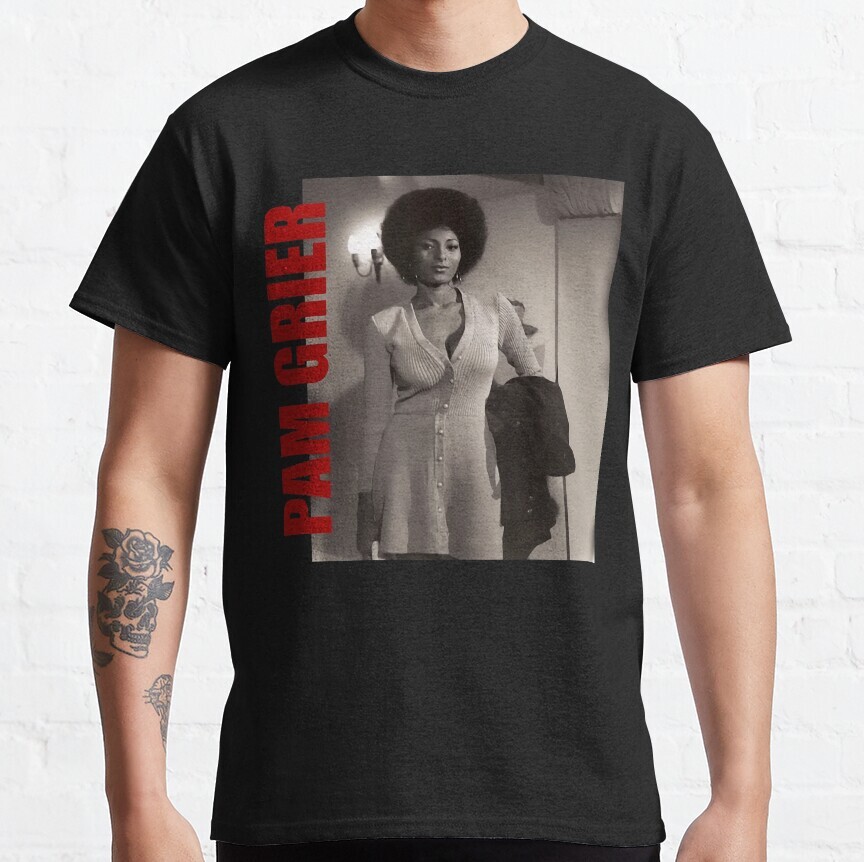 T-shirt Pam Grier Rétro - Fan Art Années 80 - 100% Coton Manches Longues Personnalisable